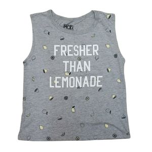 NEW Modern Lux Fresher Than Lemonade Sleeveless Shirt Size Small Grey Lemon